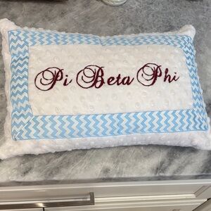 Pi Phi Blue and White Pillow